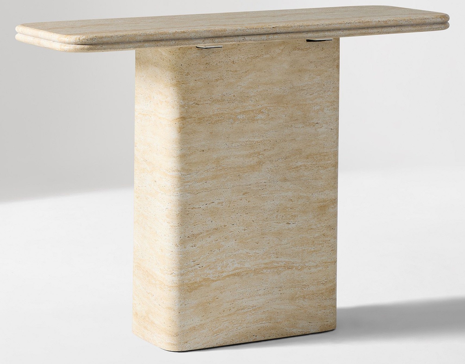 Royce Pedestal Console — Faux Travertine