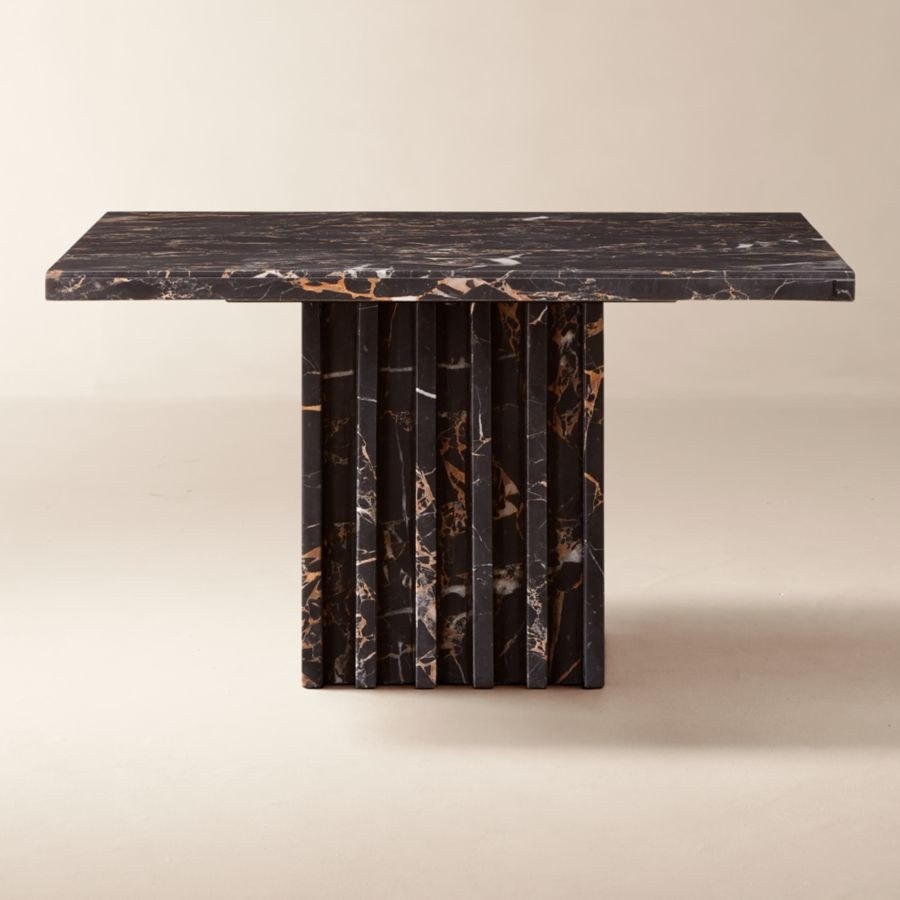 Carve Square Black Marble Side Table