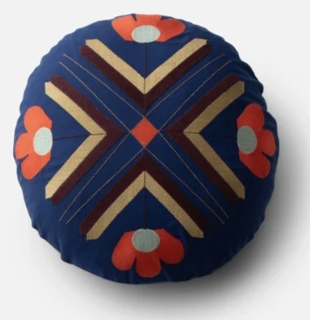 Botanica Throw Pillow — Blue, Round