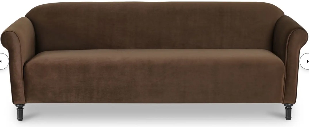 Harmony Sofa — Dark Brown Faux Mohair — supplied image