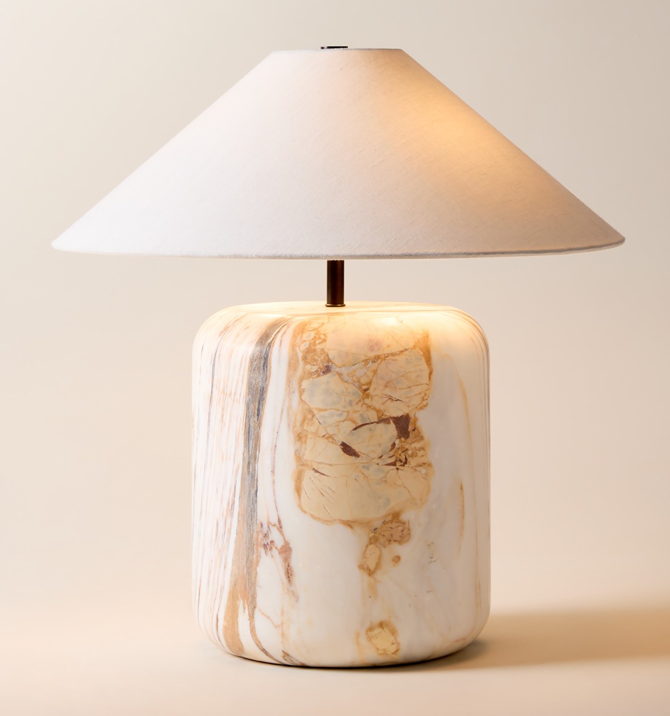 Block Golden Calacatta Marble Table Lamp