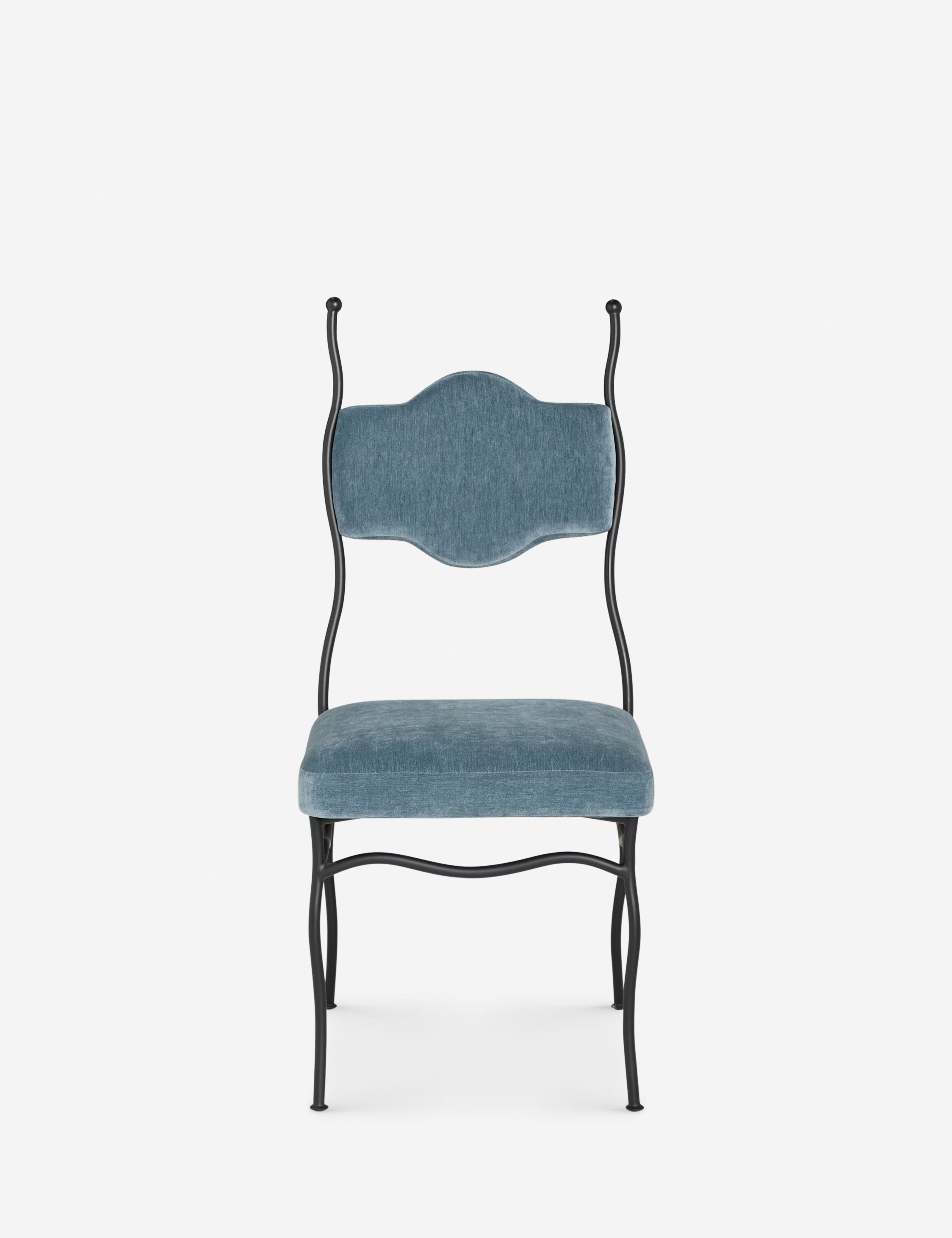 Lenkki Dining Chair by Sarah Sherman Samuel · Denim Performance Striated Velvet; official product image