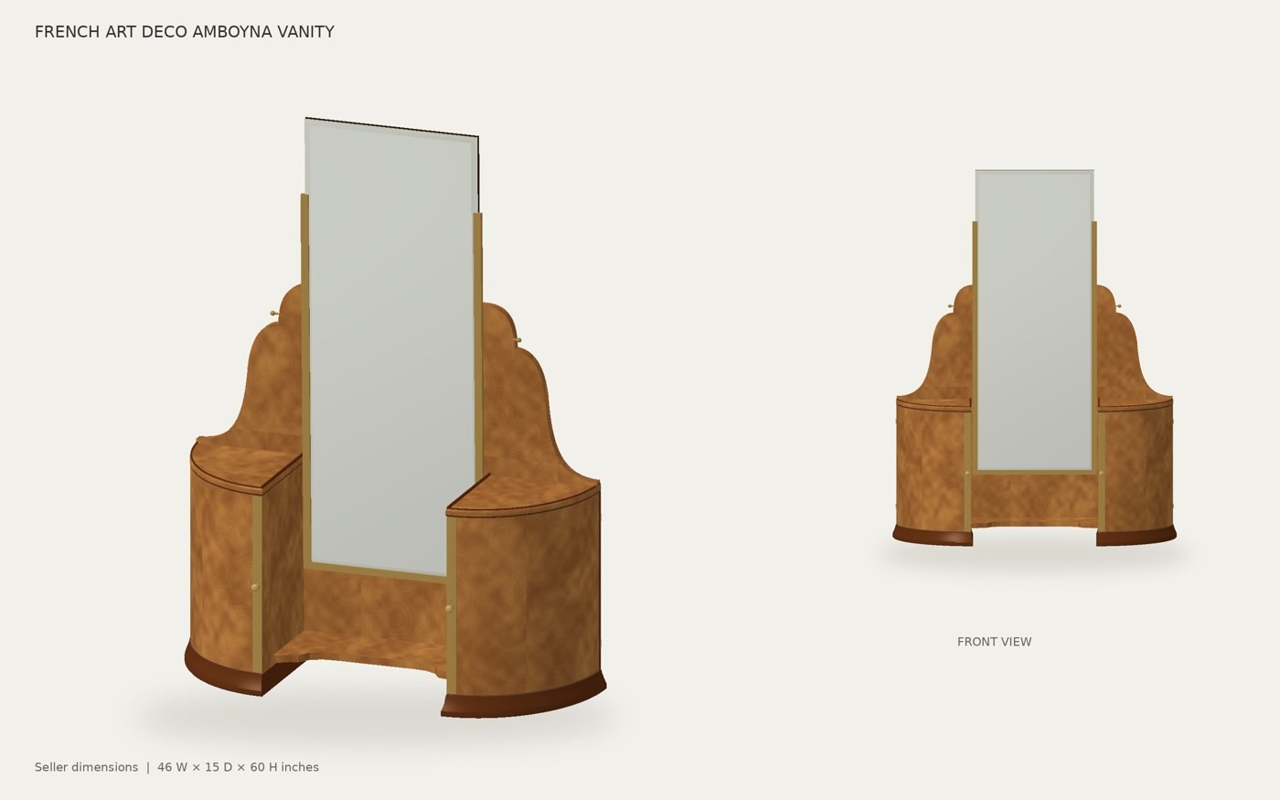 French Art Deco Amboyna Vanity