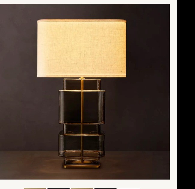 RH Huron Smoke Glass Square Table Lamp