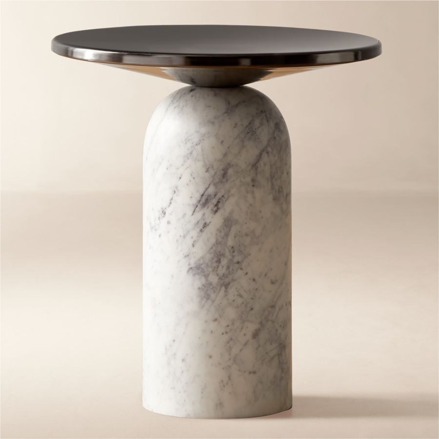 Martini Side Table with White Marble Base