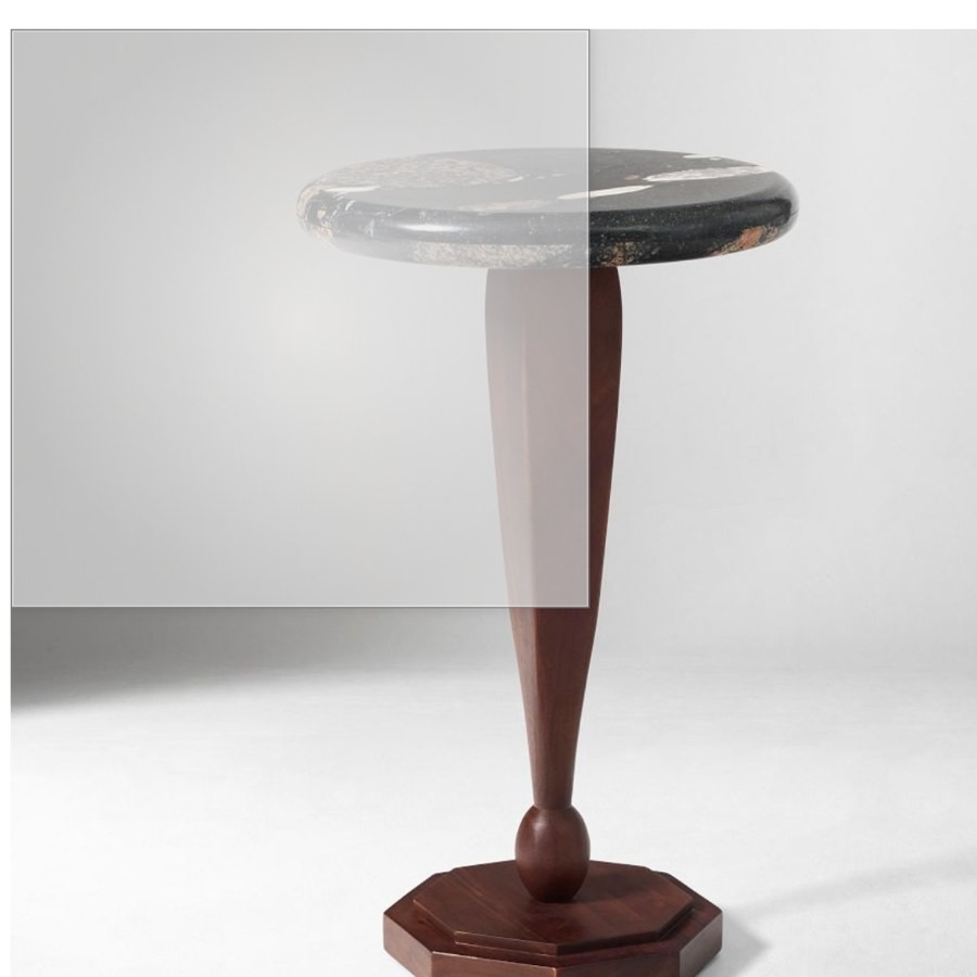 Marble-top Wood Pedestal Table